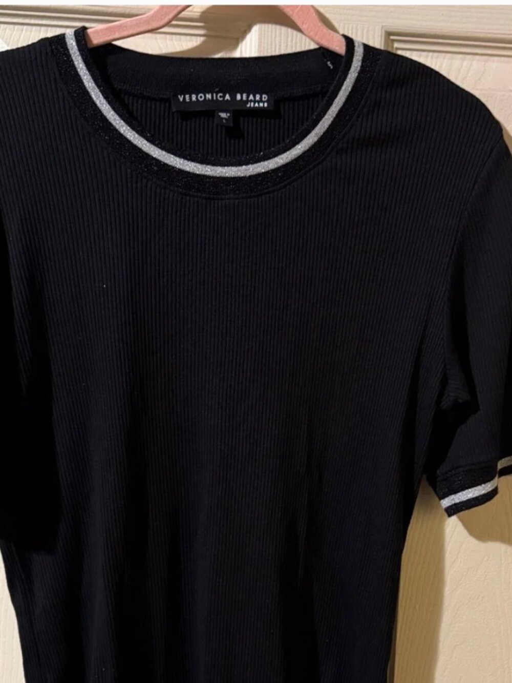 Veronica Beard Black Tee with Silver Accents